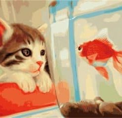 A Cat And A Red Fish Paint By Numbers