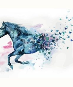 Horse And Butterflies Paint By Number