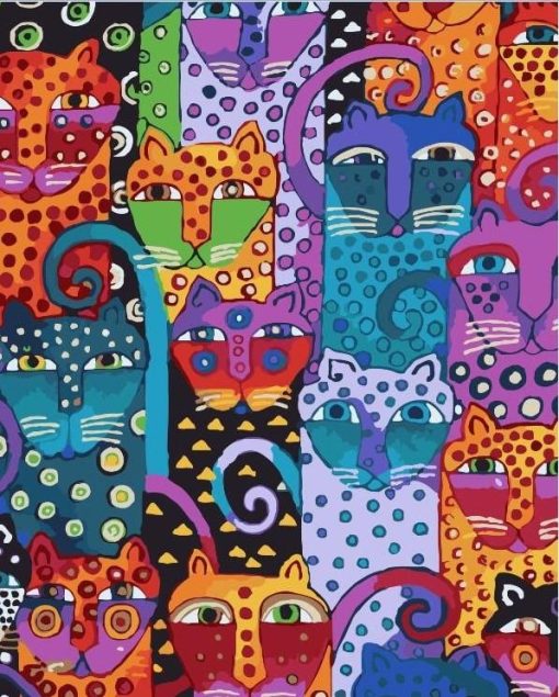 Abstract Cats Heads Paint By Numbers