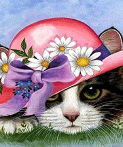 Cat With Flower Hat Paint By Number