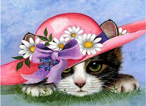 Cat With Flower Hat Paint By Number