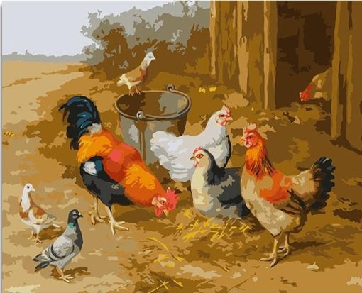 Chickens And Pigeons Paint By Number