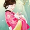 Asian Girl And Cat Paint By Number