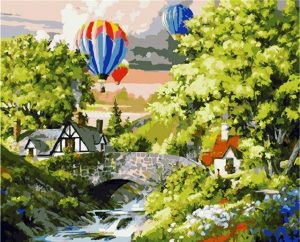 Balloons Over Village Paint By Number
