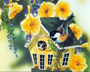 Bird Houses With Flower Paint By Number