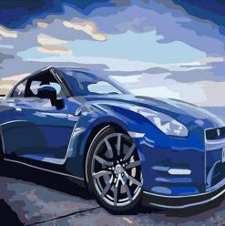 Blue Sports Car Paint By Number