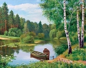 Boat River Forest Paint By Number