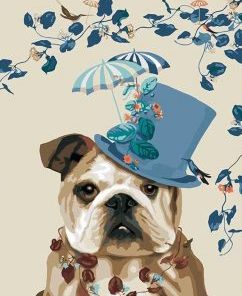 Bulldog With Blue Hat Paint By Number