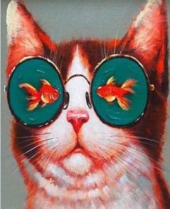 Cat With Fish Glasses Paint By Number
