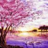Cherry Tree In The Lake Paint By Number