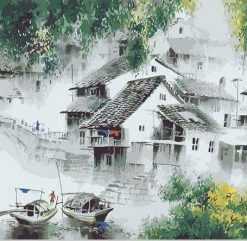 Chinese Ancient Town Jiang Paint By Number