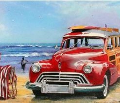 Classic Car On Beach Paint By Number