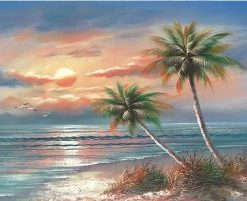 Coconut Trees On Beach Paint By Number