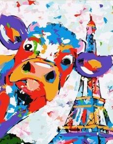 Colorful Cow At Paris Paint By Number