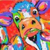 Colorful Cow Eating A Flower Paint By Number