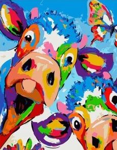 Colorful Cows Paint By Number