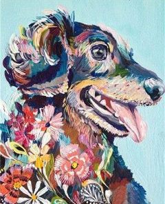 Colorful Floral Dog Paint By Number