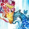 Colorful Giraffe And Babe Paint By Number