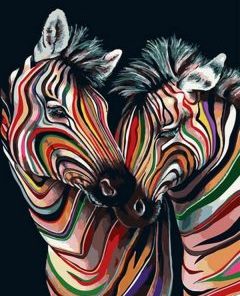 Colorful Zebra Couple Paint By Number