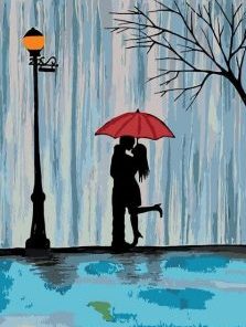 Couple Kissing In The Rain Paint By Number