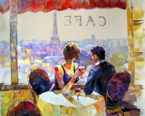 Couple In Cafe At Paris Paint By Numbers