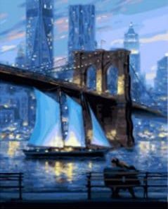 Dark Blue Brooklyn Bridge Paint By Number