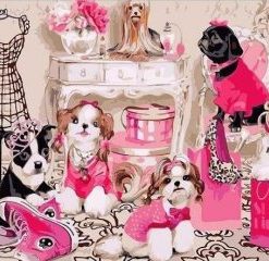 Dogs In Pink Dress Paint By Number
