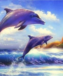 Dolphin With Sea Waves Paint By Number