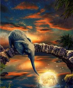 Elephant And Fell Moon Paint By Number
