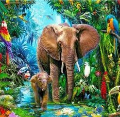 Elephants In The Jungle Paint By Number