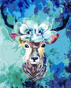 Elk And Flowers Paint By Number
