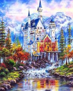Fantasy Castle In A Mountain Paint By Number