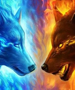 Fire And Ice Wolf Paint By Number