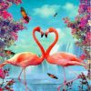 Flamingo Couple Heart Paint By Number