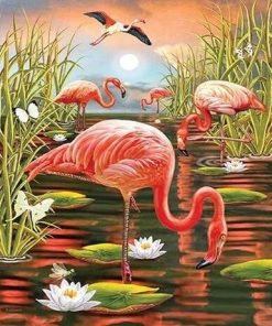 Flamingo In Swamp Paint By Number