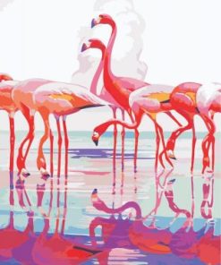 Flamingos On Water Paint By Number