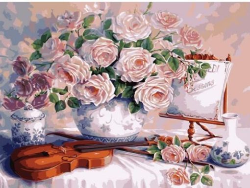 Flowers And Violin Paint By Number