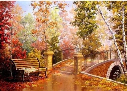 Forest Arch Bridge Bench Paint By Number