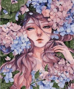 Girl In Hydrangeas Paint By Number