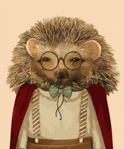 Hedgehog With Glasses Paint By Number