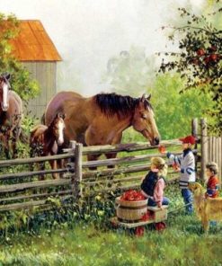 Horses On Farm Paint By Number