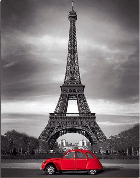 Red Car In Paris Paint By Numbers