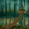 Magical Forest With Treehouse Paint By Number