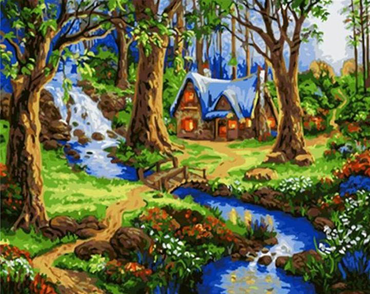 Fantasy House Forest Landscape Paint By Number