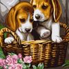 Puppies In Basket Paint By Number