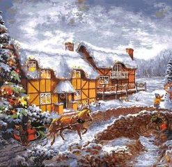 Snow Christmas Village Paint By Number