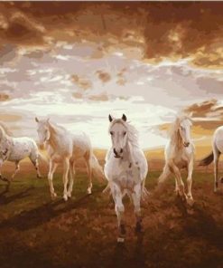 White Horses Herd Paint By Number