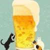 Cats Hover Around A Beer Cup Paint By Numbers