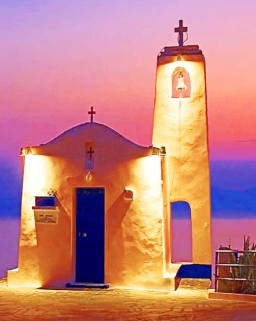 Greece Santorini Church paint by numbers