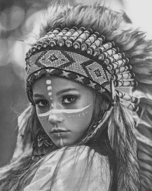 Black And White Amerindian paint by numbers